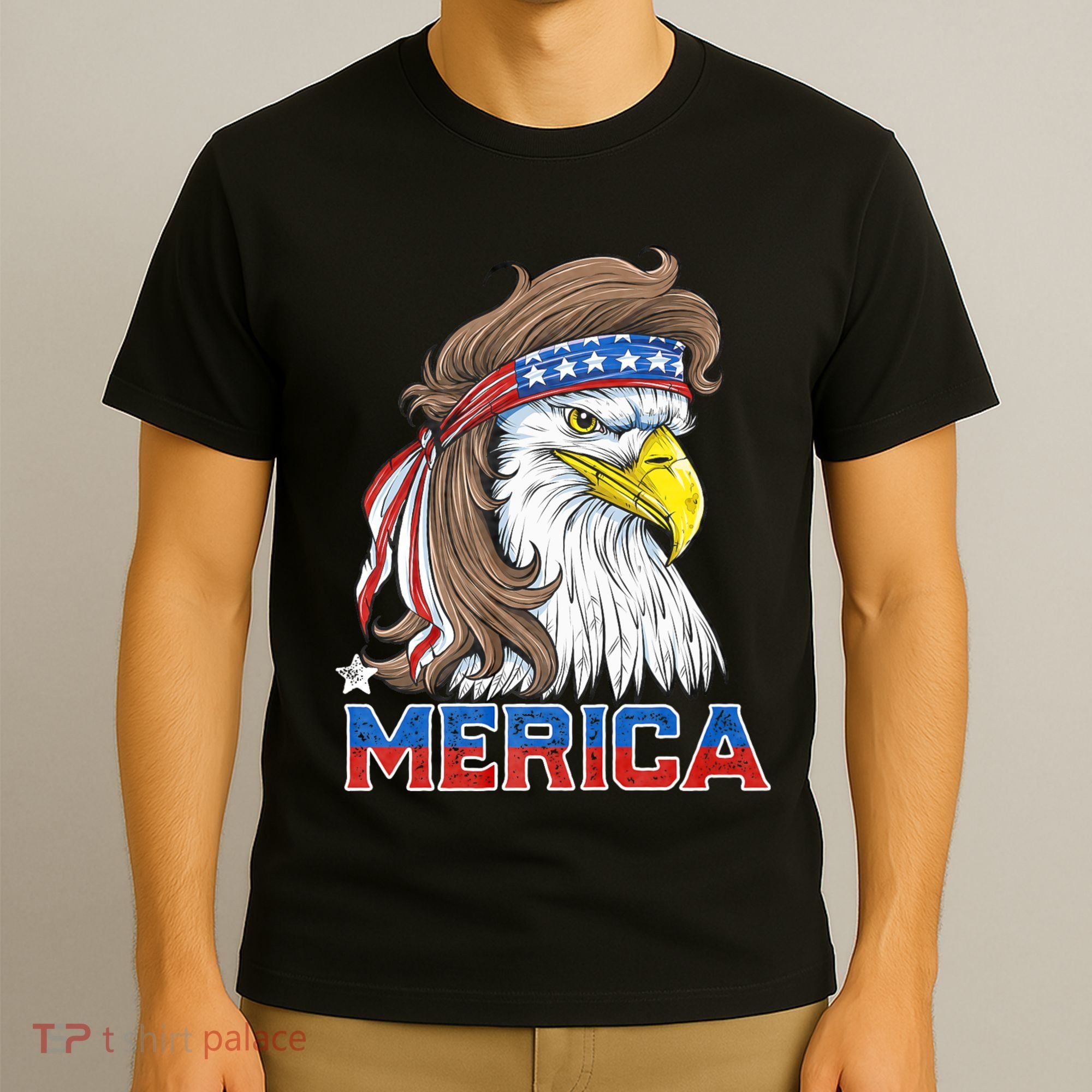 Merica Eagle Mullet 4th Of July American Flag Usa T-Shirt