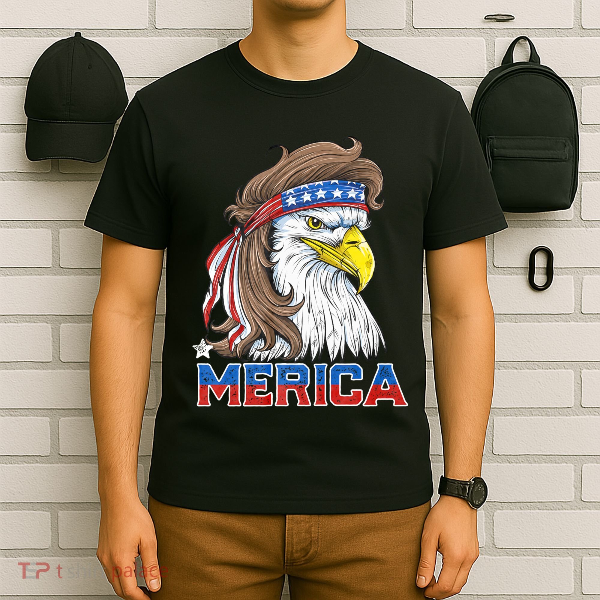 Merica Eagle Mullet 4th Of July American Flag Usa T-Shirt
