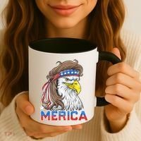 Merica Eagle Mullet 4th Of July American Flag Usa Coffee Mug thumb 3