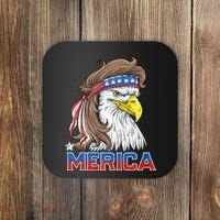 Merica Eagle Mullet 4th Of July American Flag Usa Coaster thumb 0