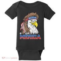 Merica Eagle Mullet 4th Of July American Flag Usa Baby Bodysuit thumb 0
