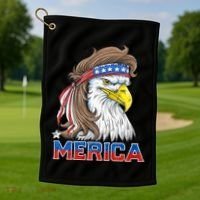 Merica Eagle Mullet 4th Of July American Flag Usa Golf Towel thumb 1