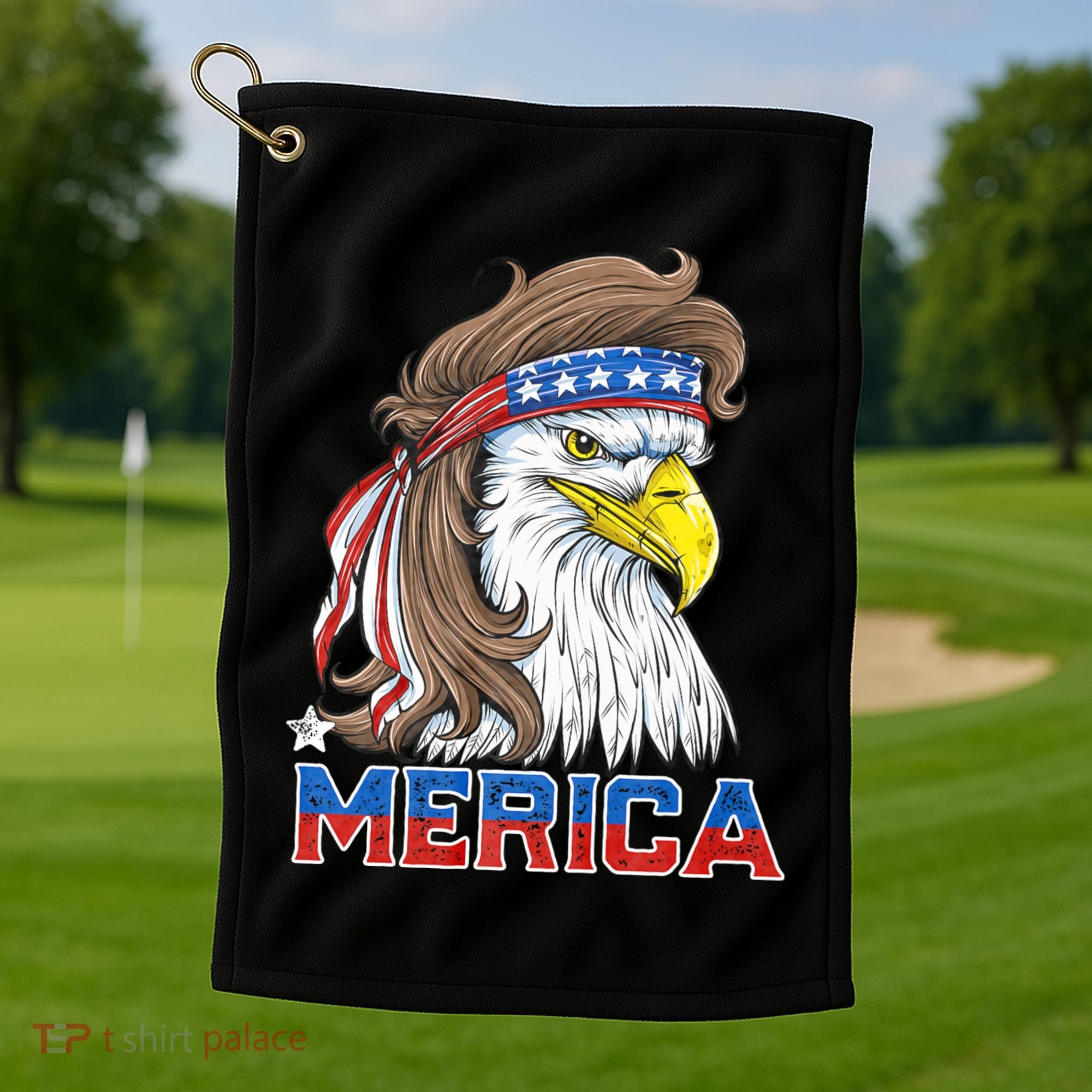 Merica Eagle Mullet 4th Of July American Flag Usa Golf Towel