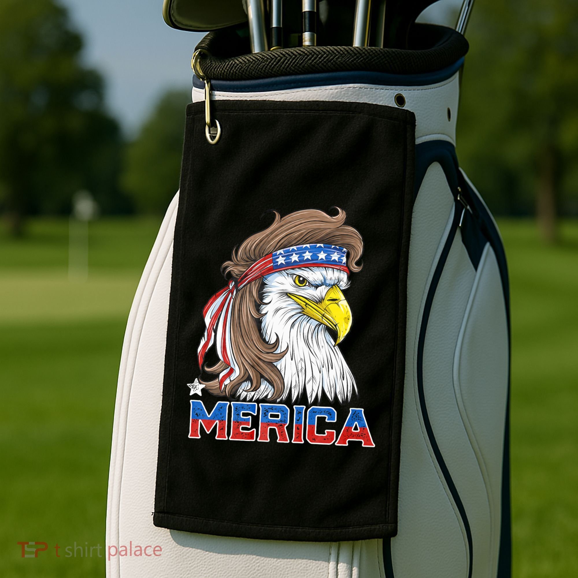 Merica Eagle Mullet 4th Of July American Flag Usa Golf Towel