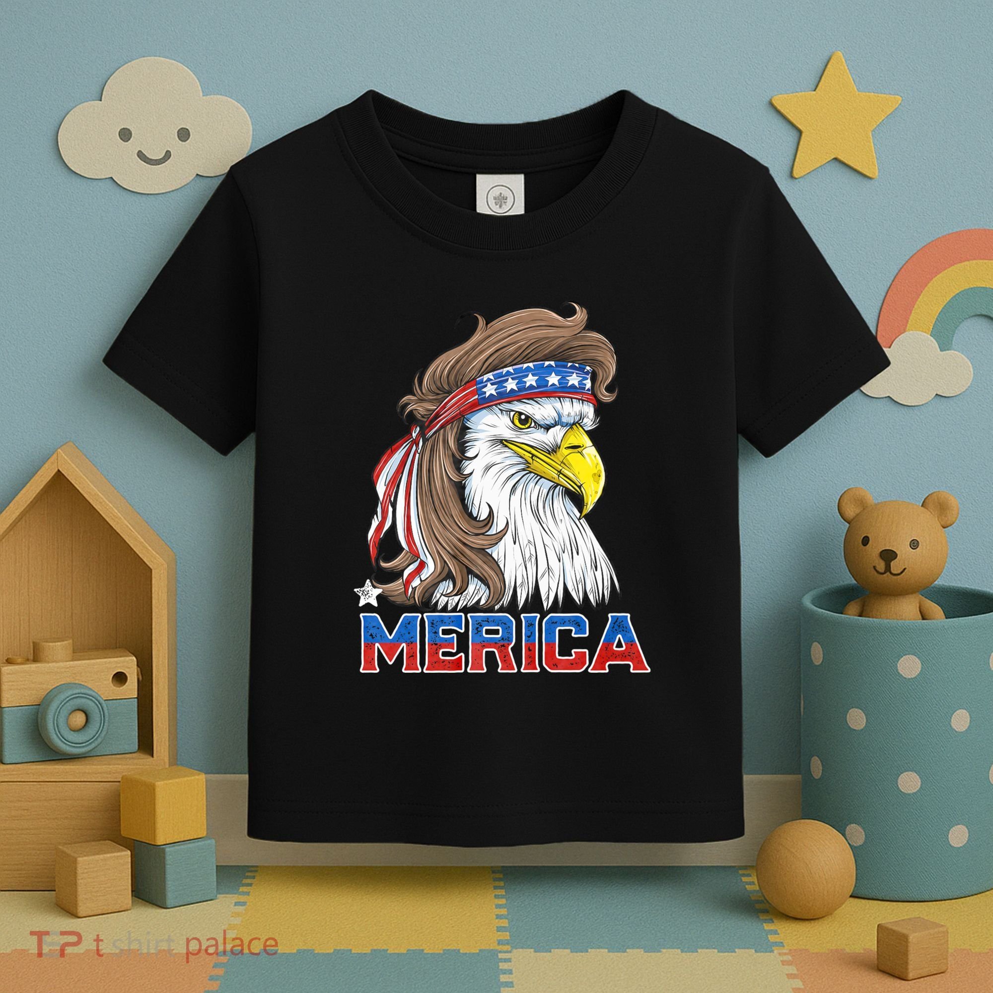 Merica Eagle Mullet 4th Of July American Flag Usa Toddler T-Shirt