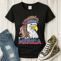 Merica Eagle Mullet 4th Of July American Flag Usa Women's T-Shirt thumb 3