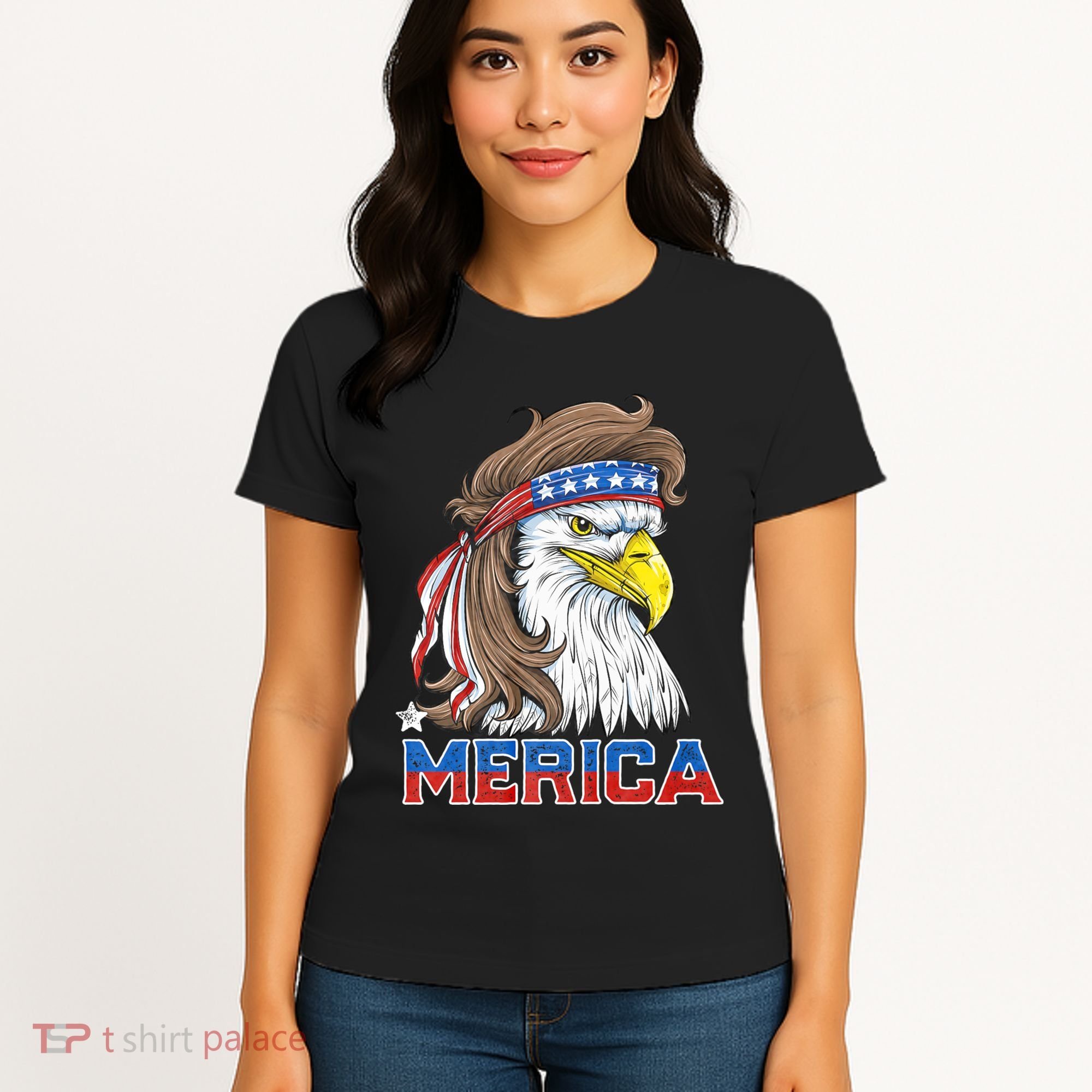 Merica Eagle Mullet 4th Of July American Flag Usa Women's T-Shirt