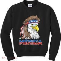Merica Eagle Mullet 4th Of July American Flag Usa Kids Sweatshirt thumb 0