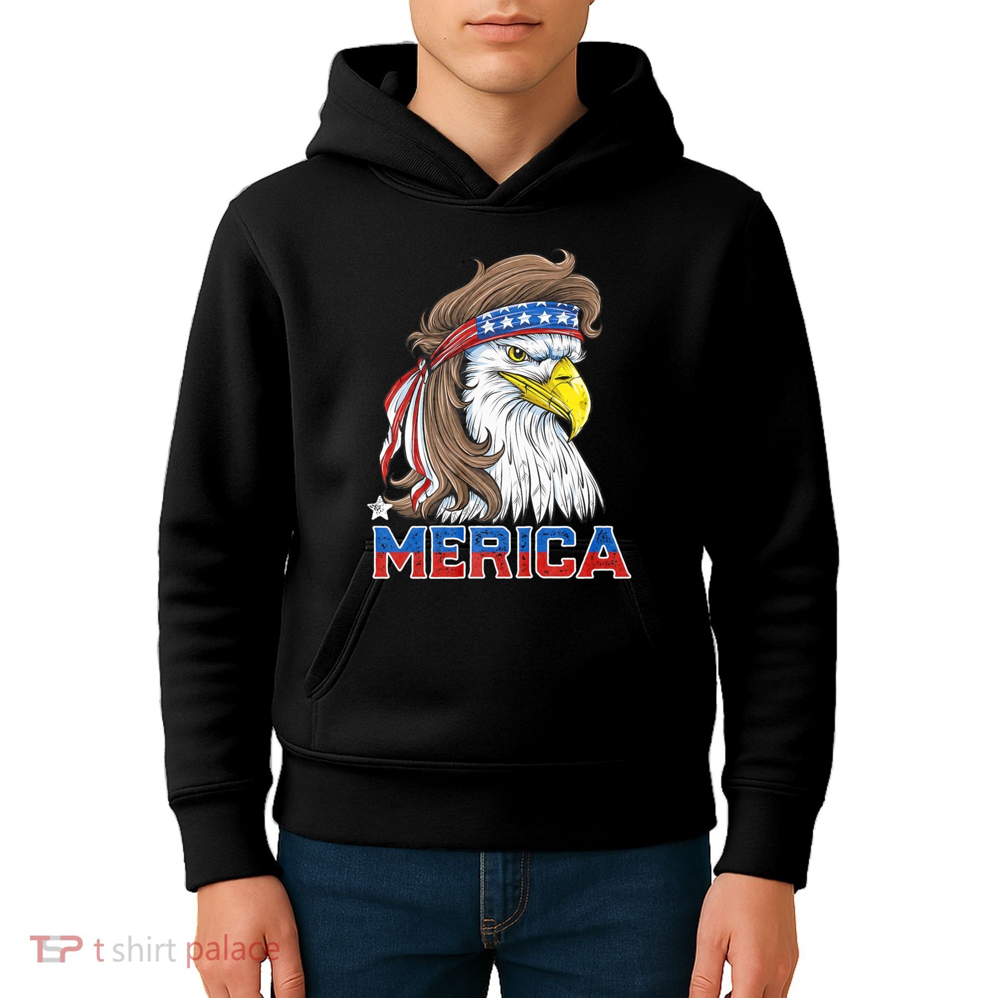 Merica Eagle Mullet 4th Of July American Flag Usa Kids Hoodie