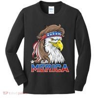 Merica Eagle Mullet 4th Of July American Flag Usa Kids Long Sleeve Shirt thumb 0