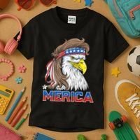 Merica Eagle Mullet 4th Of July American Flag Usa Kids T-Shirt thumb 3