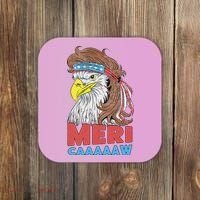 mericaaaaaw Eagle Mullet 4th Of July USA American Flag Coaster thumb 0
