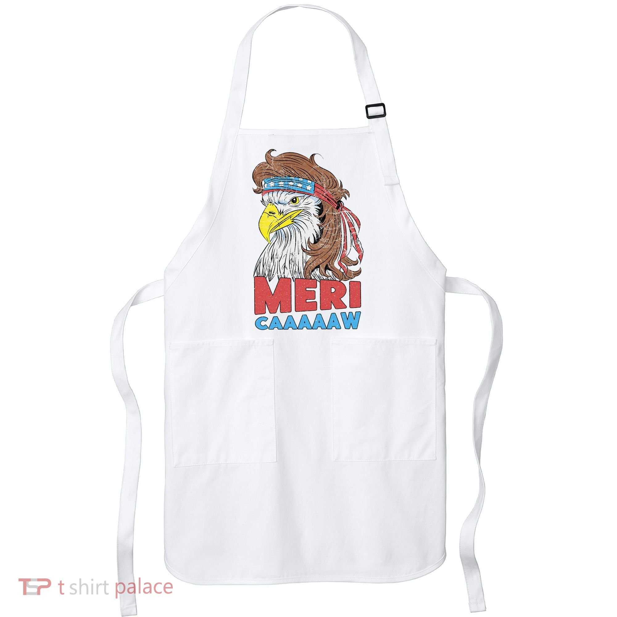 mericaaaaaw Eagle Mullet 4th Of July USA American Flag Apron