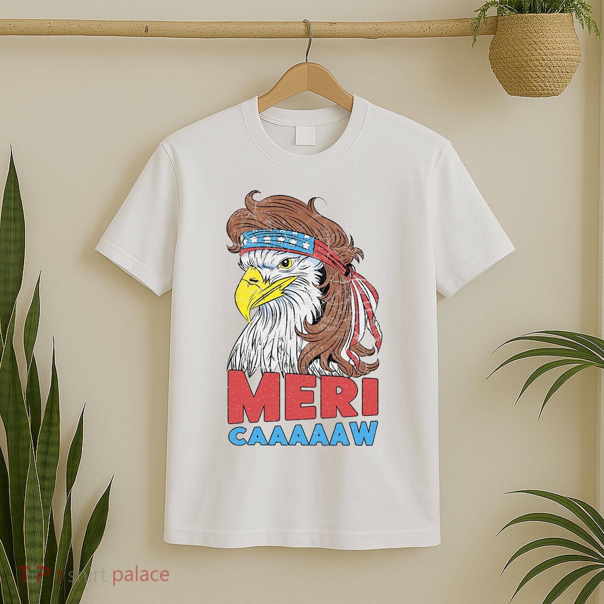 mericaaaaaw Eagle Mullet 4th Of July USA American Flag T-Shirt