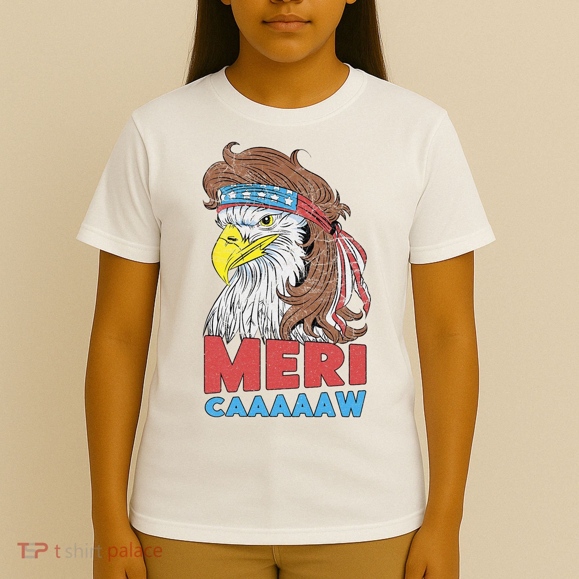 mericaaaaaw Eagle Mullet 4th Of July USA American Flag T-Shirt