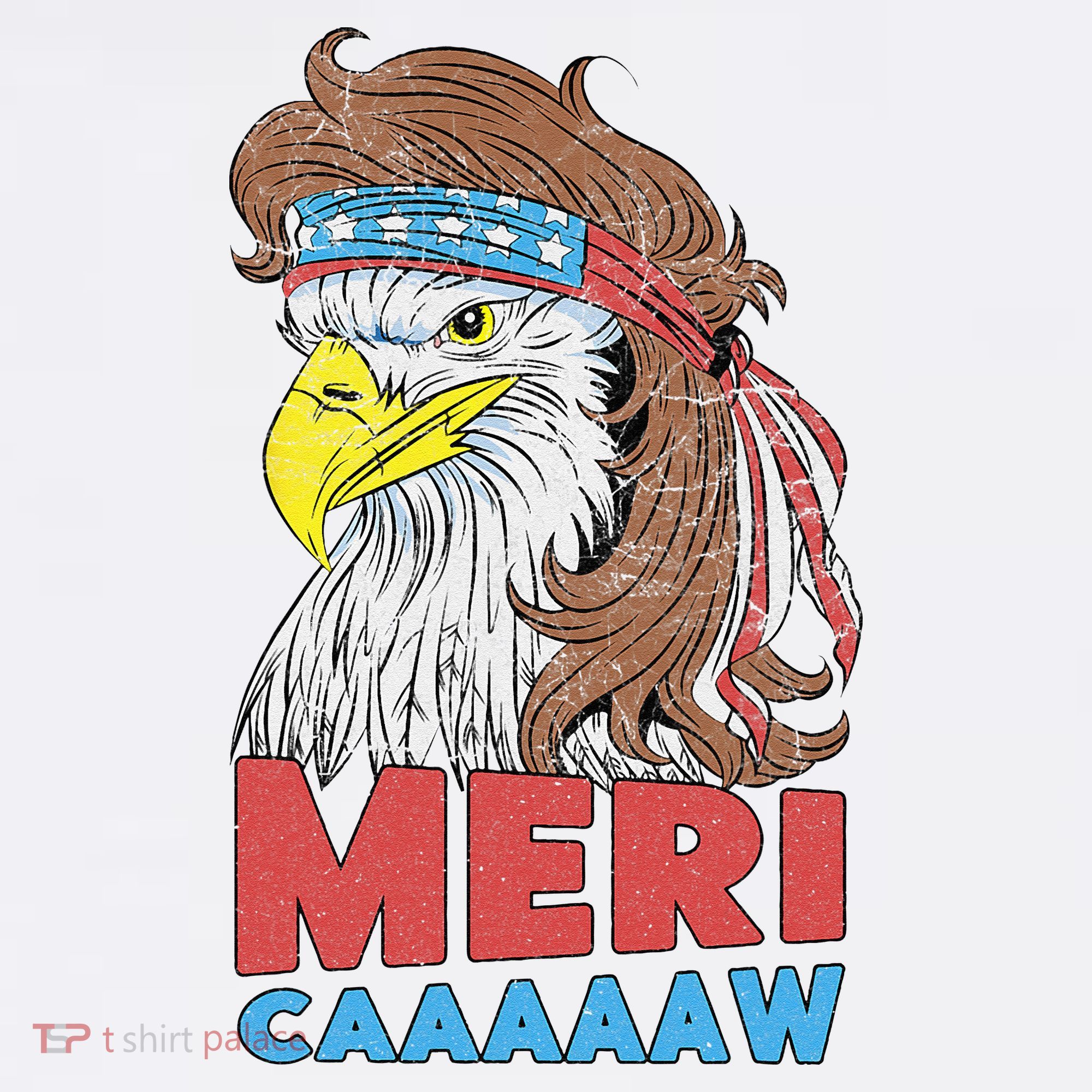mericaaaaaw Eagle Mullet 4th Of July USA American Flag T-Shirt
