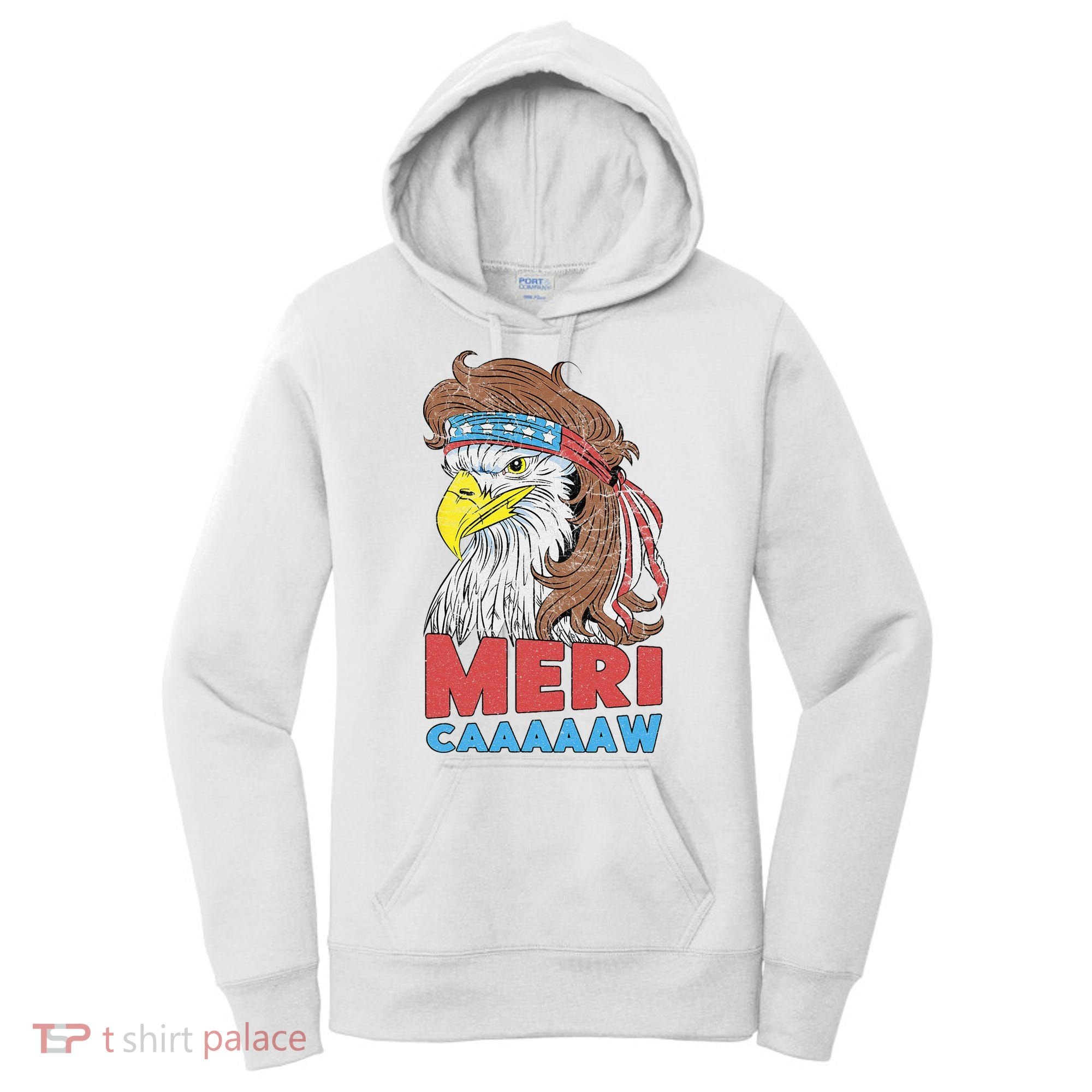 mericaaaaaw Eagle Mullet 4th Of July USA American Flag Women's Hoodie