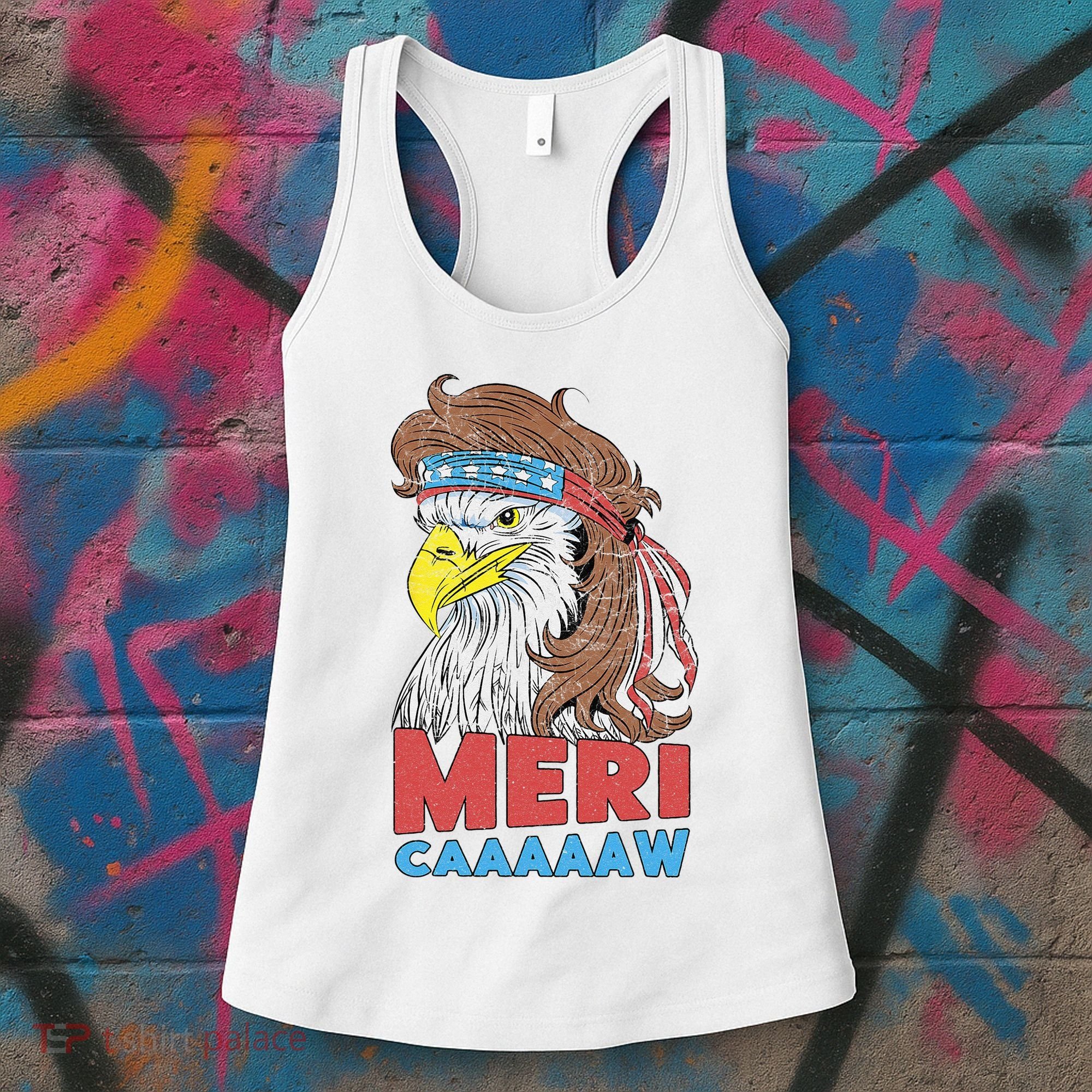 mericaaaaaw Eagle Mullet 4th Of July USA American Flag Women's Tank Top