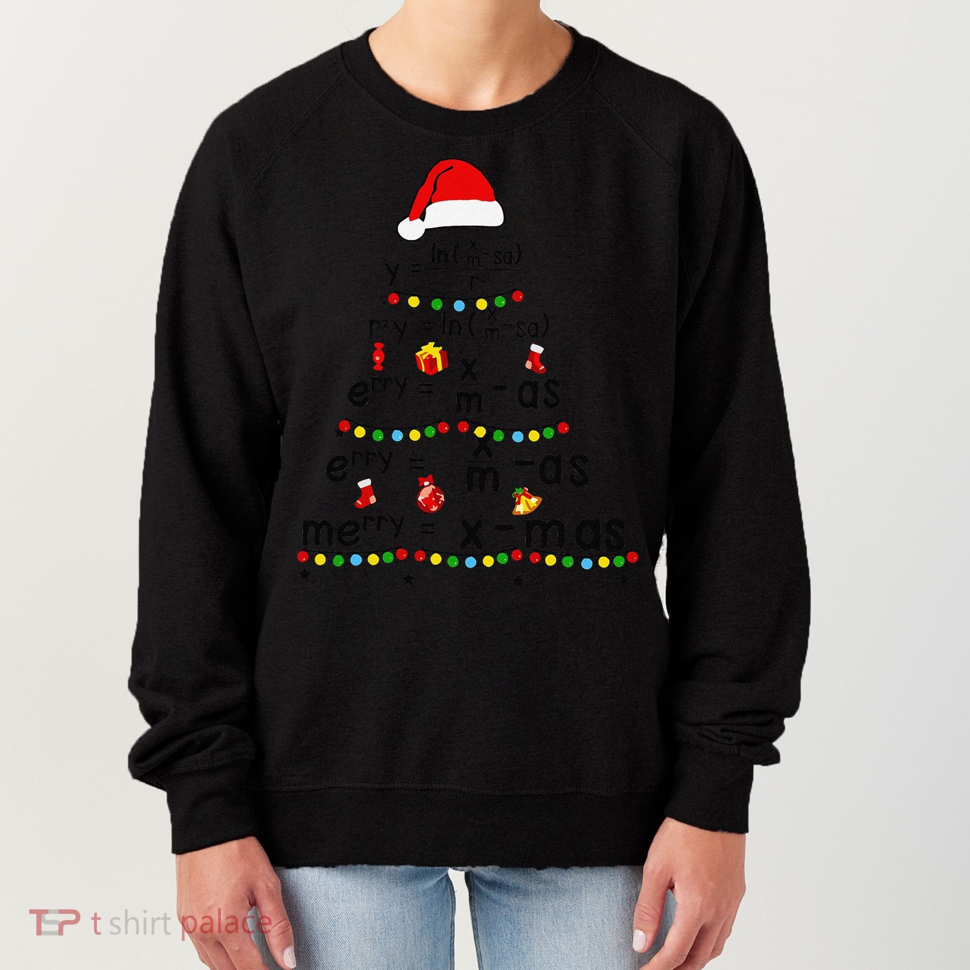Math Equation Merry Xmas Funny Math Teacher Christmas Humor Women's Sweatshirt