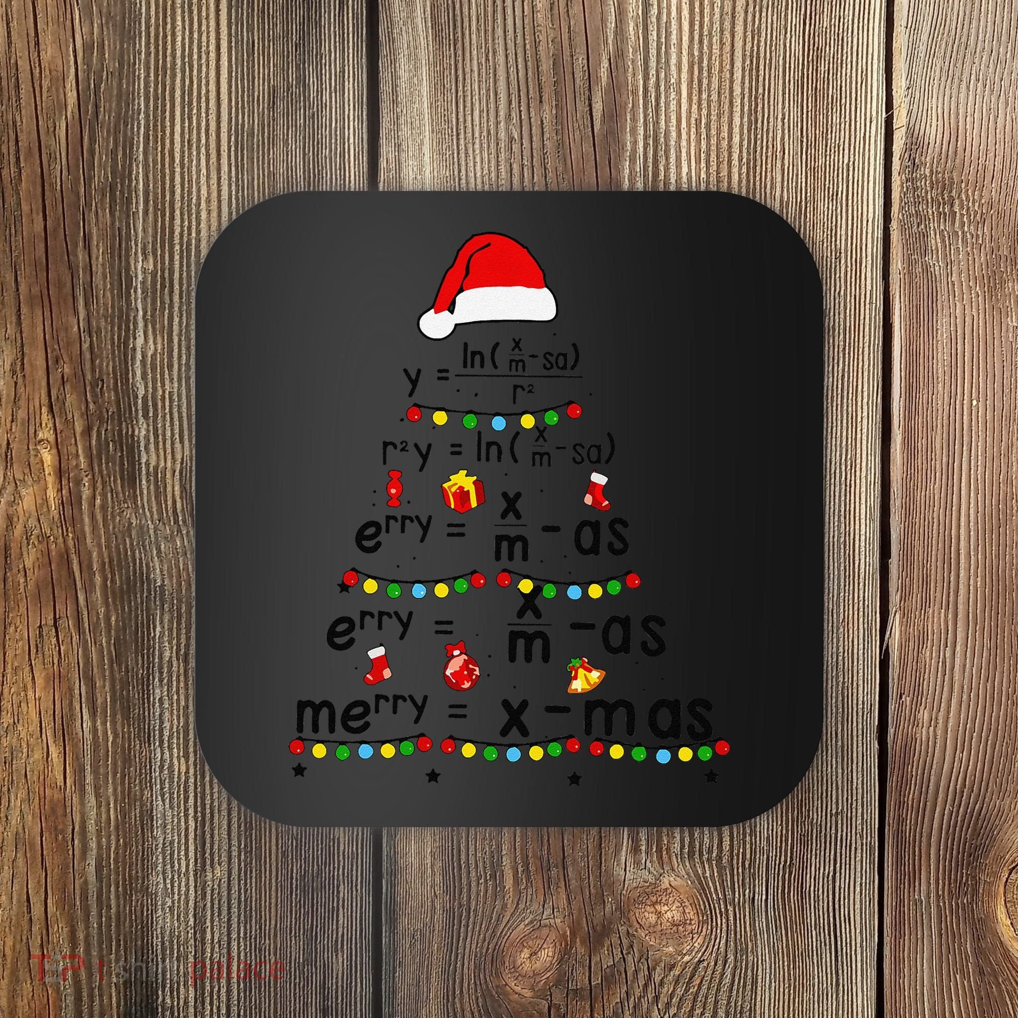 Math Equation Merry Xmas Funny Math Teacher Christmas Humor Coaster