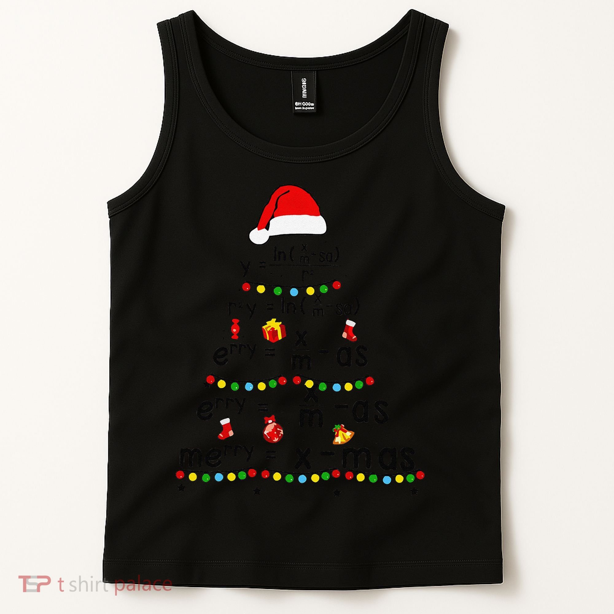 Math Equation Merry Xmas Funny Math Teacher Christmas Humor Tank Top