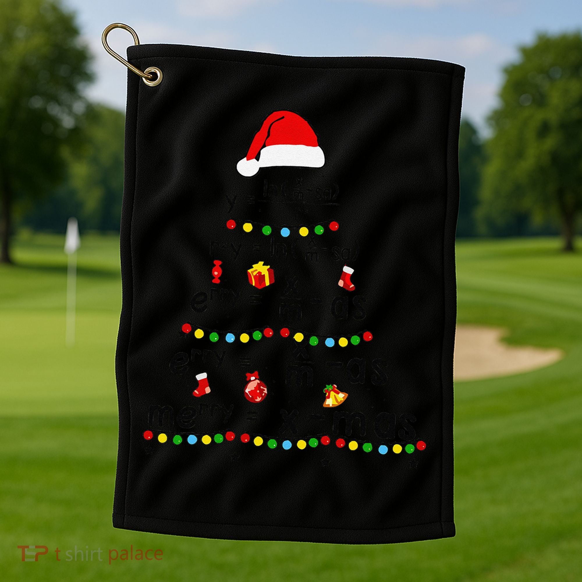 Math Equation Merry Xmas Funny Math Teacher Christmas Humor Golf Towel