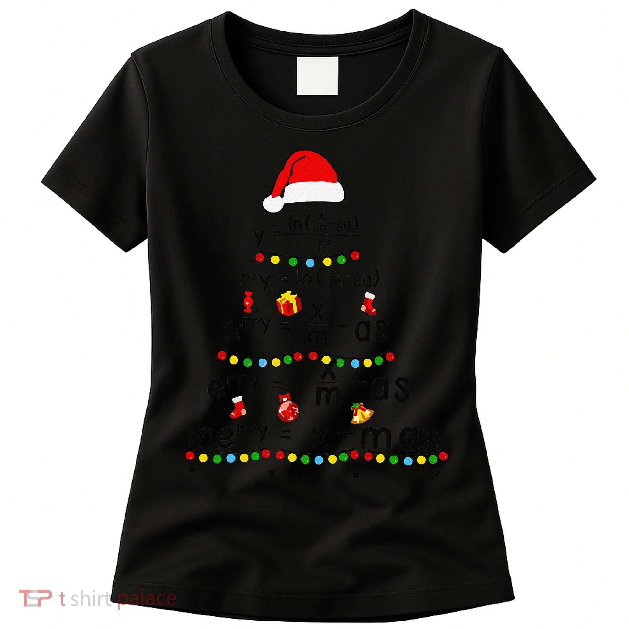 Math Equation Merry Xmas Funny Math Teacher Christmas Humor Women's T-Shirt