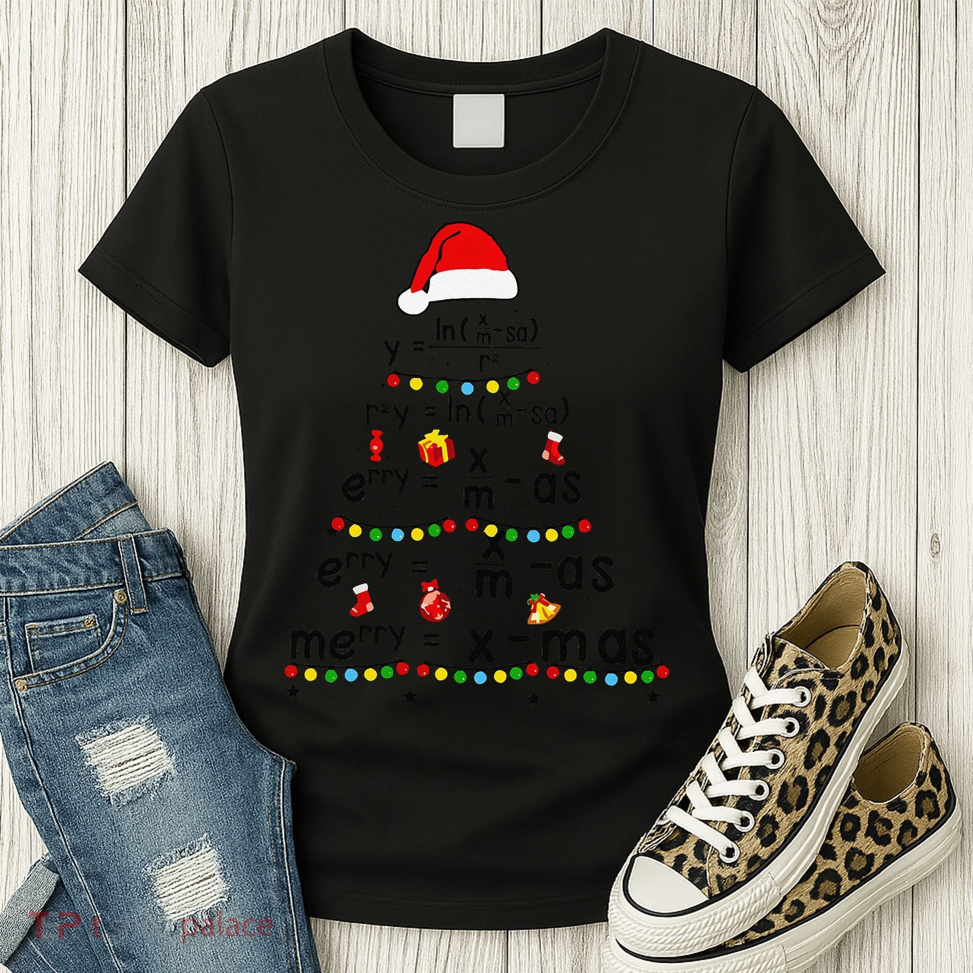 Math Equation Merry Xmas Funny Math Teacher Christmas Humor Women's T-Shirt