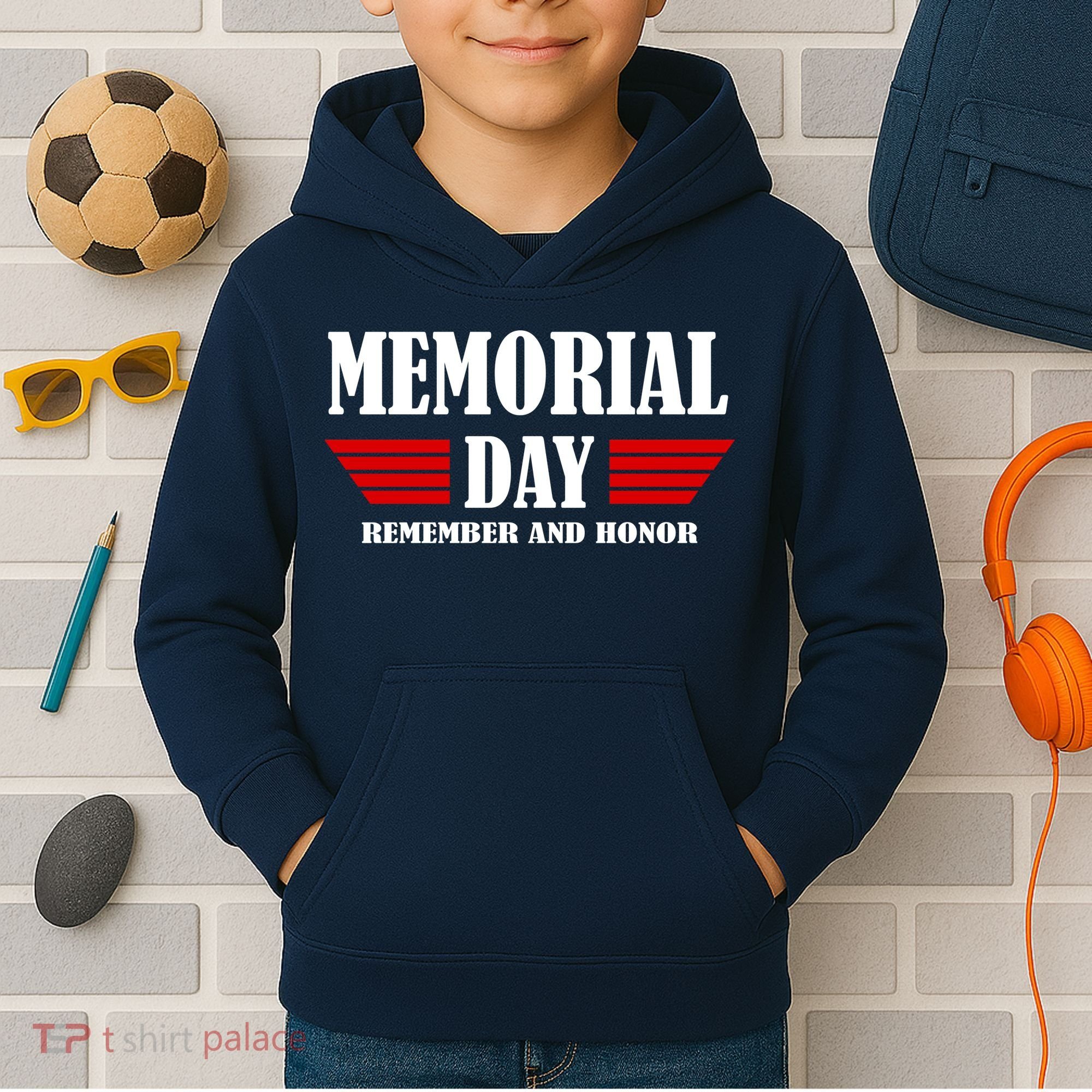 Memorial Day Remember And Honor Kids Hoodie