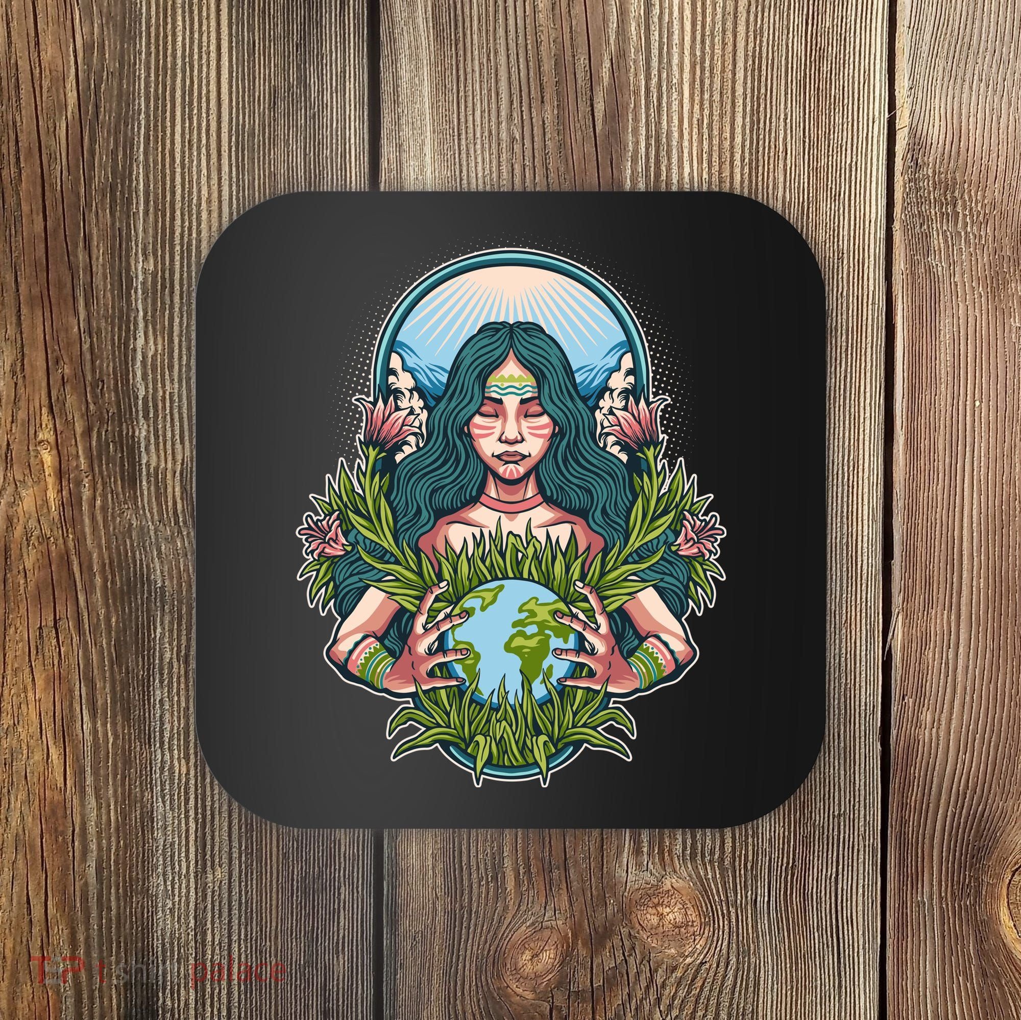 Mother Earth Native American Earth Day Coaster