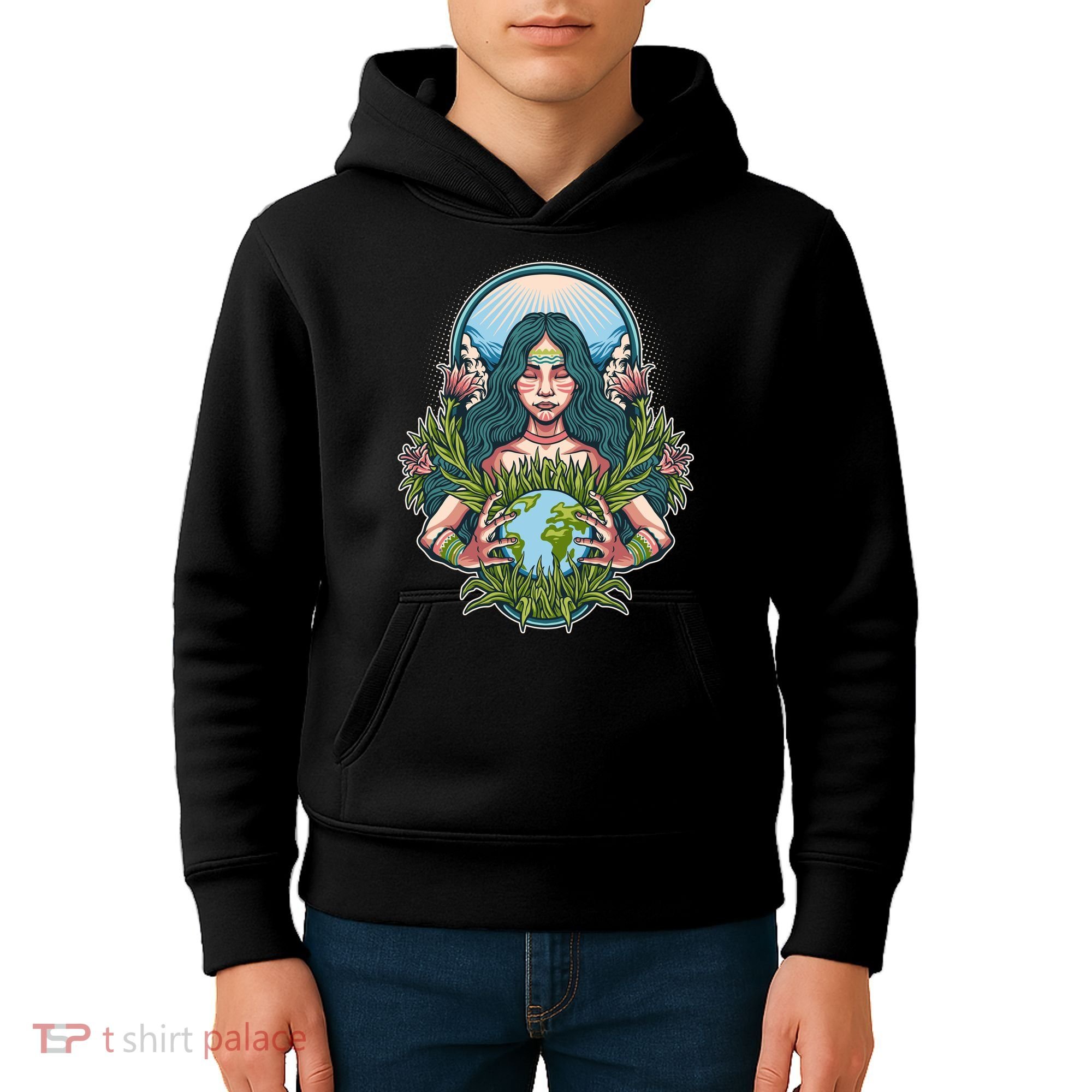 Mother Earth Native American Earth Day Kids Hoodie