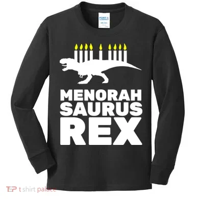Menorah Saurus Rex Kids Long Sleeve Shirt