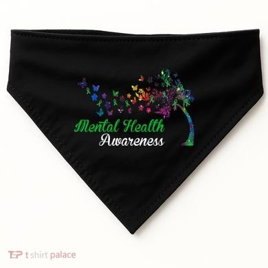 Mental Health Awareness Butterfly Tree USA-Made Doggie Bandana