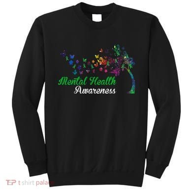 Mental Health Awareness Butterfly Tree Sweatshirt