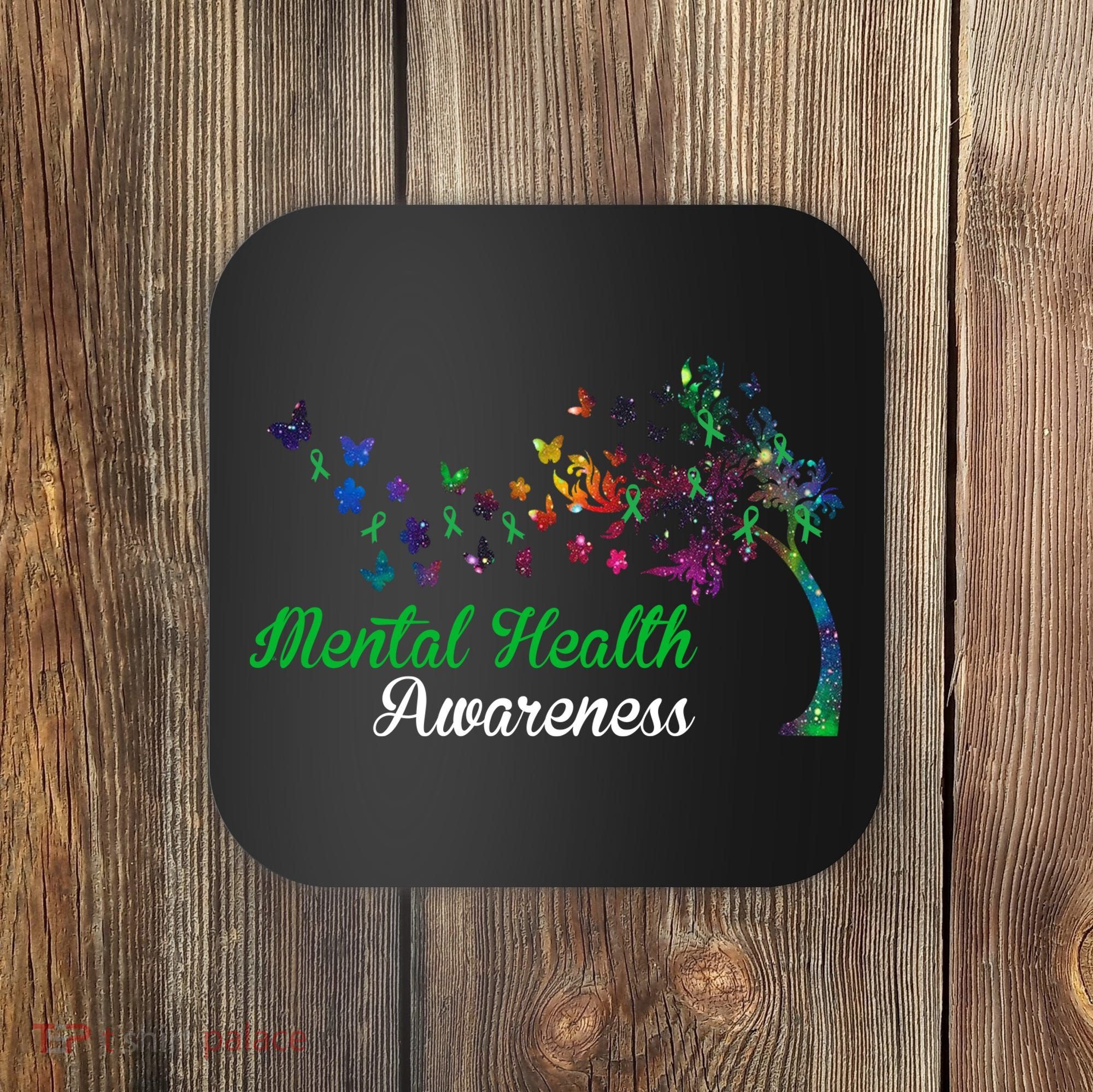 Mental Health Awareness Butterfly Tree Coaster