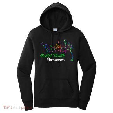 Mental Health Awareness Butterfly Tree Women's Hoodie