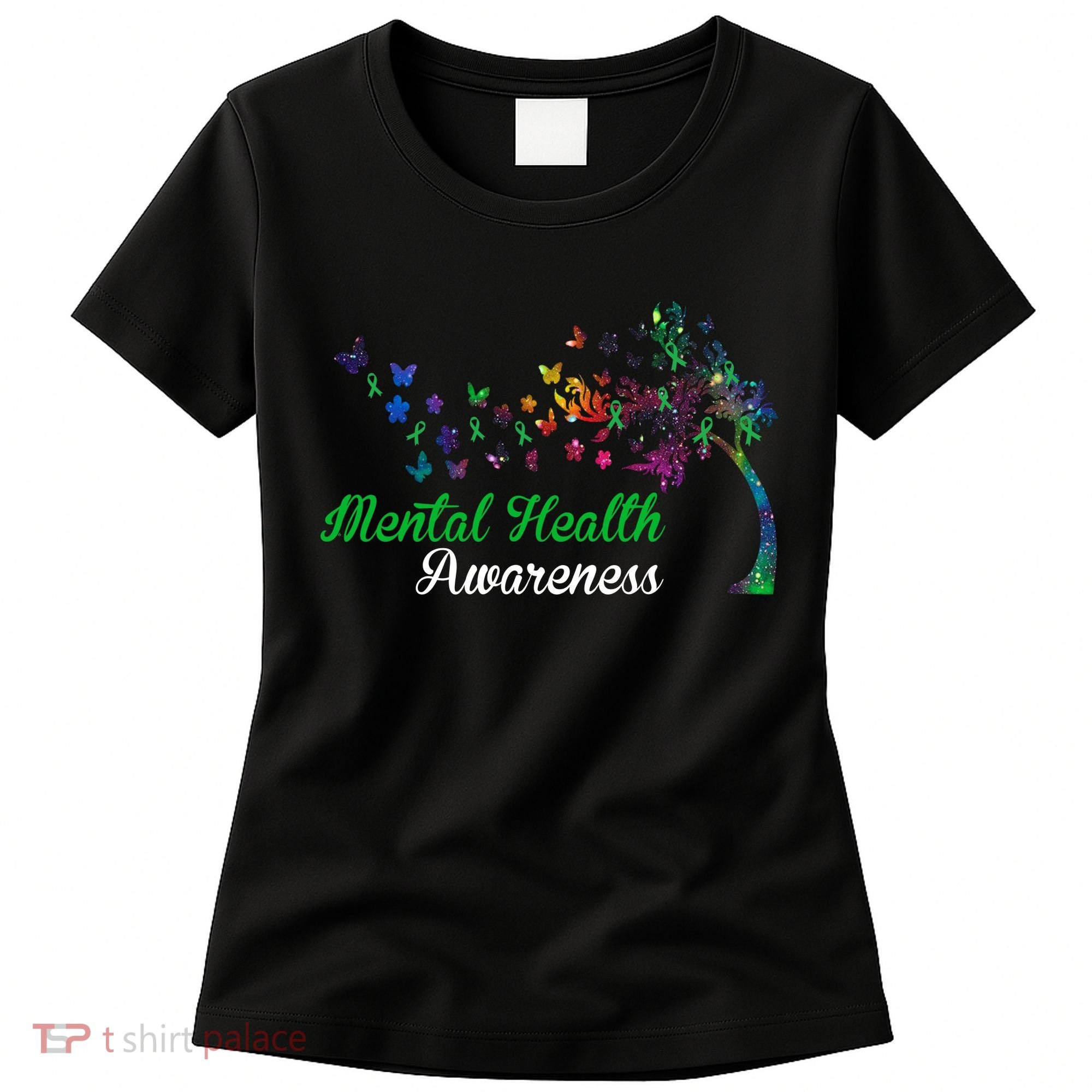 Mental Health Awareness Butterfly Tree Women's T-Shirt