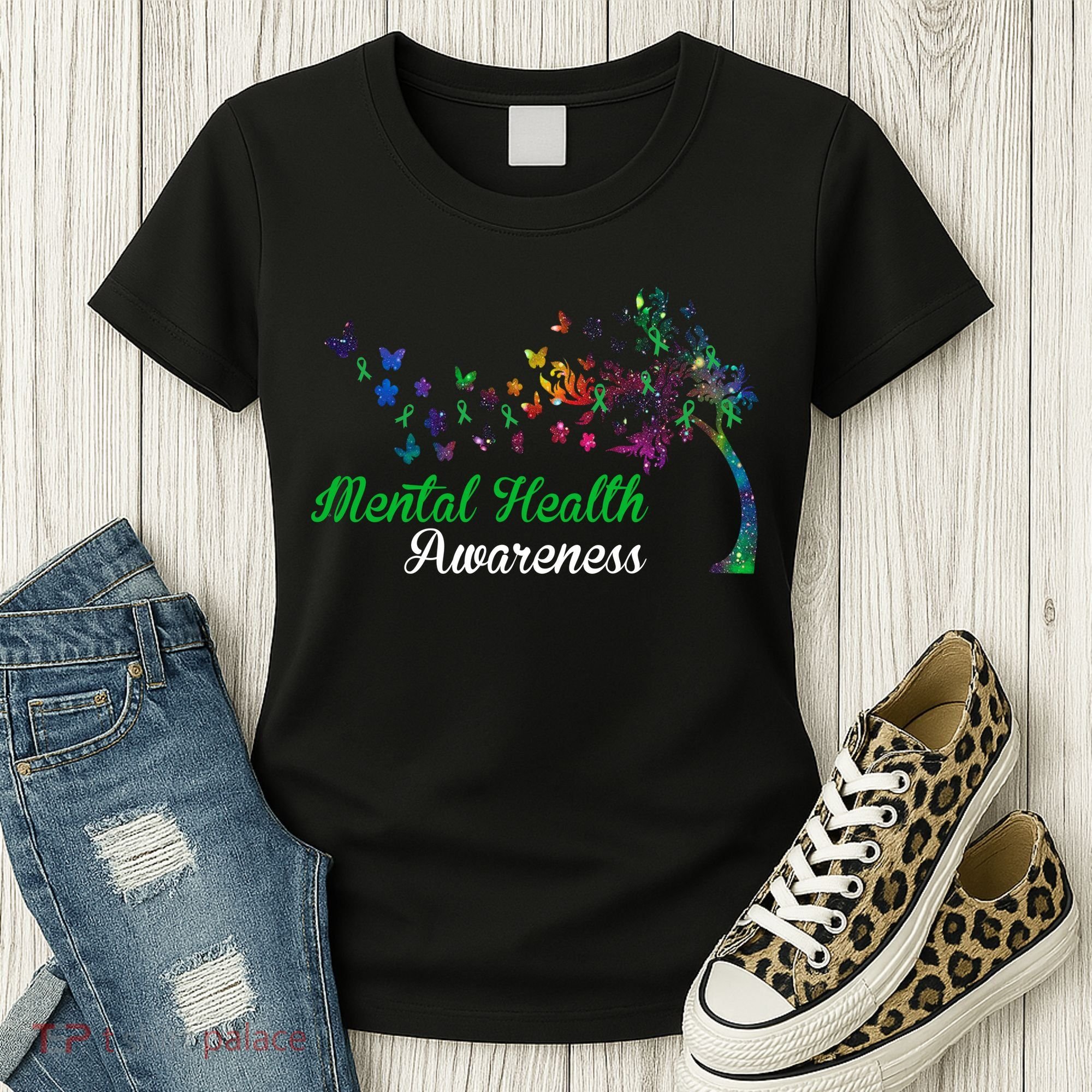 Mental Health Awareness Butterfly Tree Women's T-Shirt