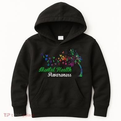 Mental Health Awareness Butterfly Tree Kids Hoodie