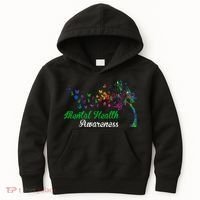 Mental Health Awareness Butterfly Tree Kids Hoodie thumb 0