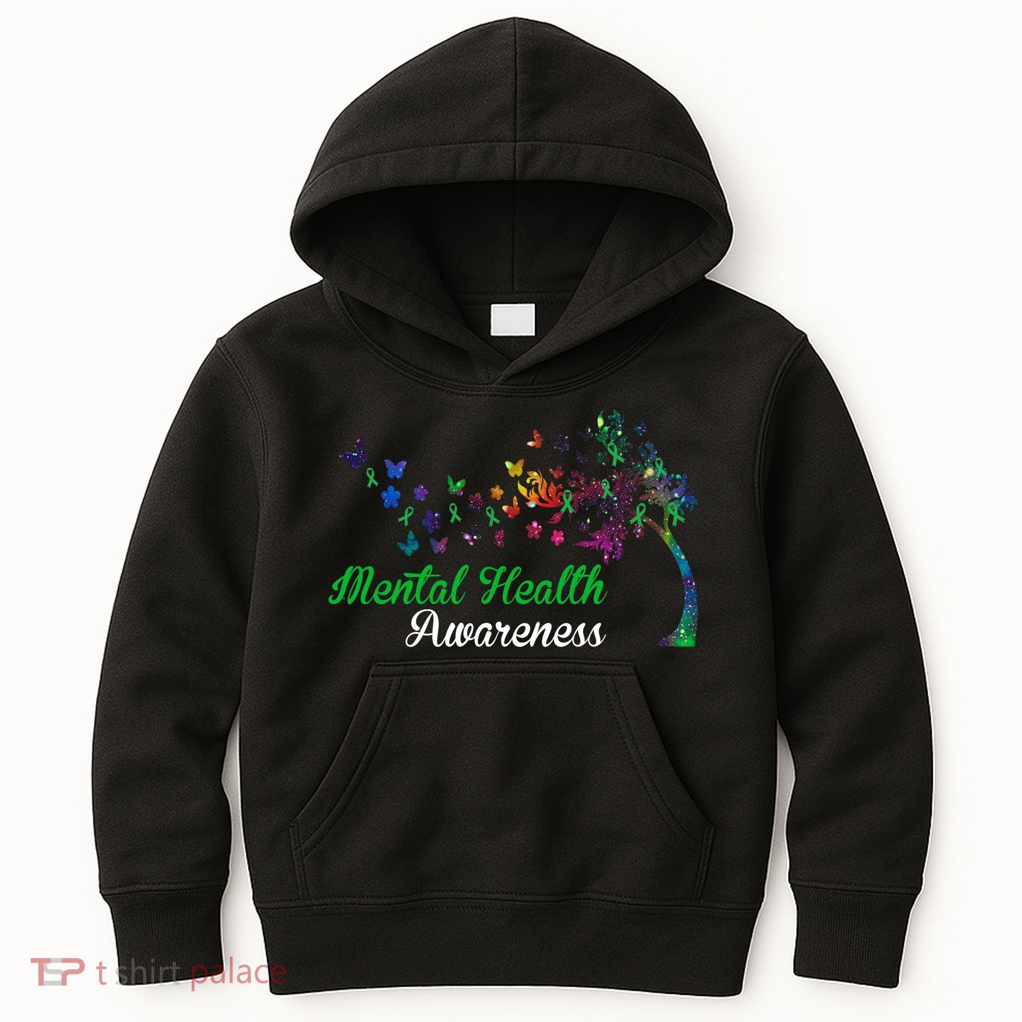 Mental Health Awareness Butterfly Tree Kids Hoodie
