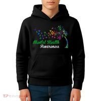 Mental Health Awareness Butterfly Tree Kids Hoodie thumb 4
