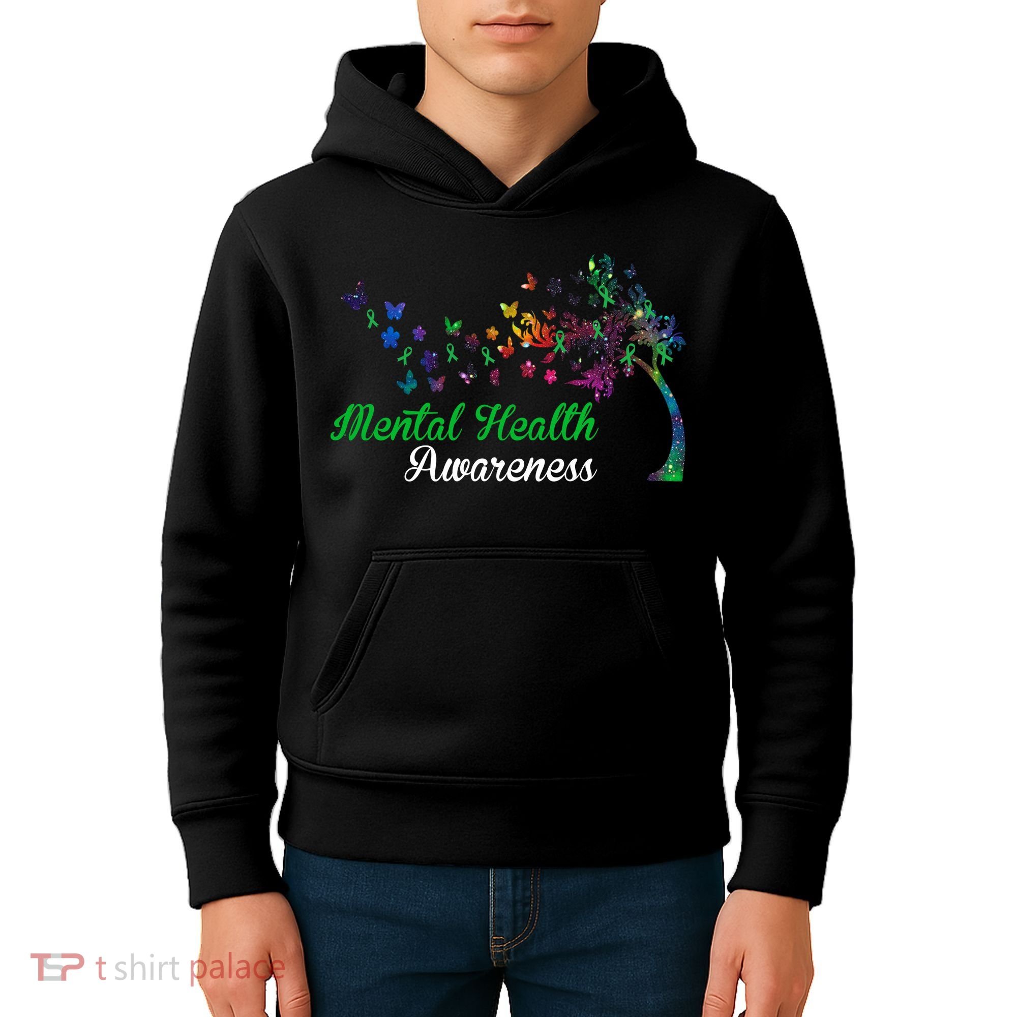 Mental Health Awareness Butterfly Tree Kids Hoodie