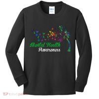 Mental Health Awareness Butterfly Tree Kids Long Sleeve Shirt thumb 0