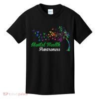 Mental Health Awareness Butterfly Tree Kids T-Shirt thumb 0