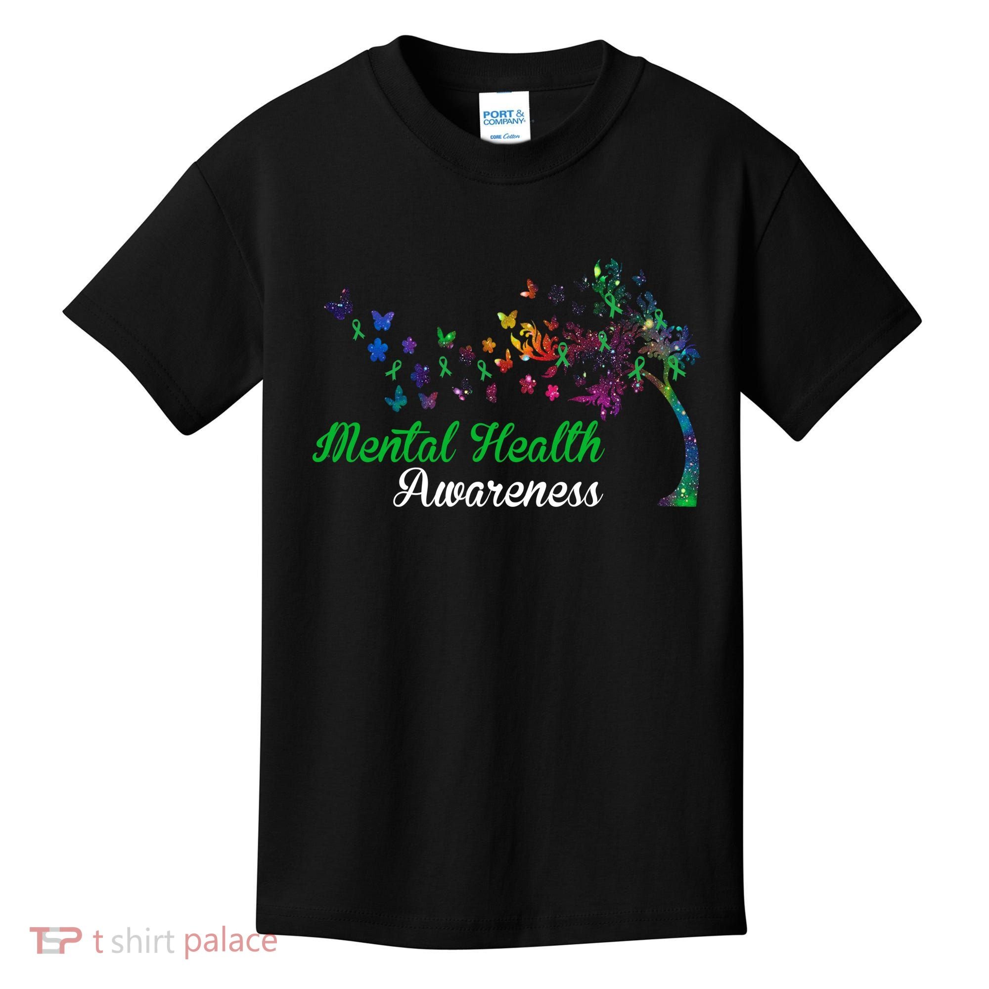 Mental Health Awareness Butterfly Tree Kids T-Shirt