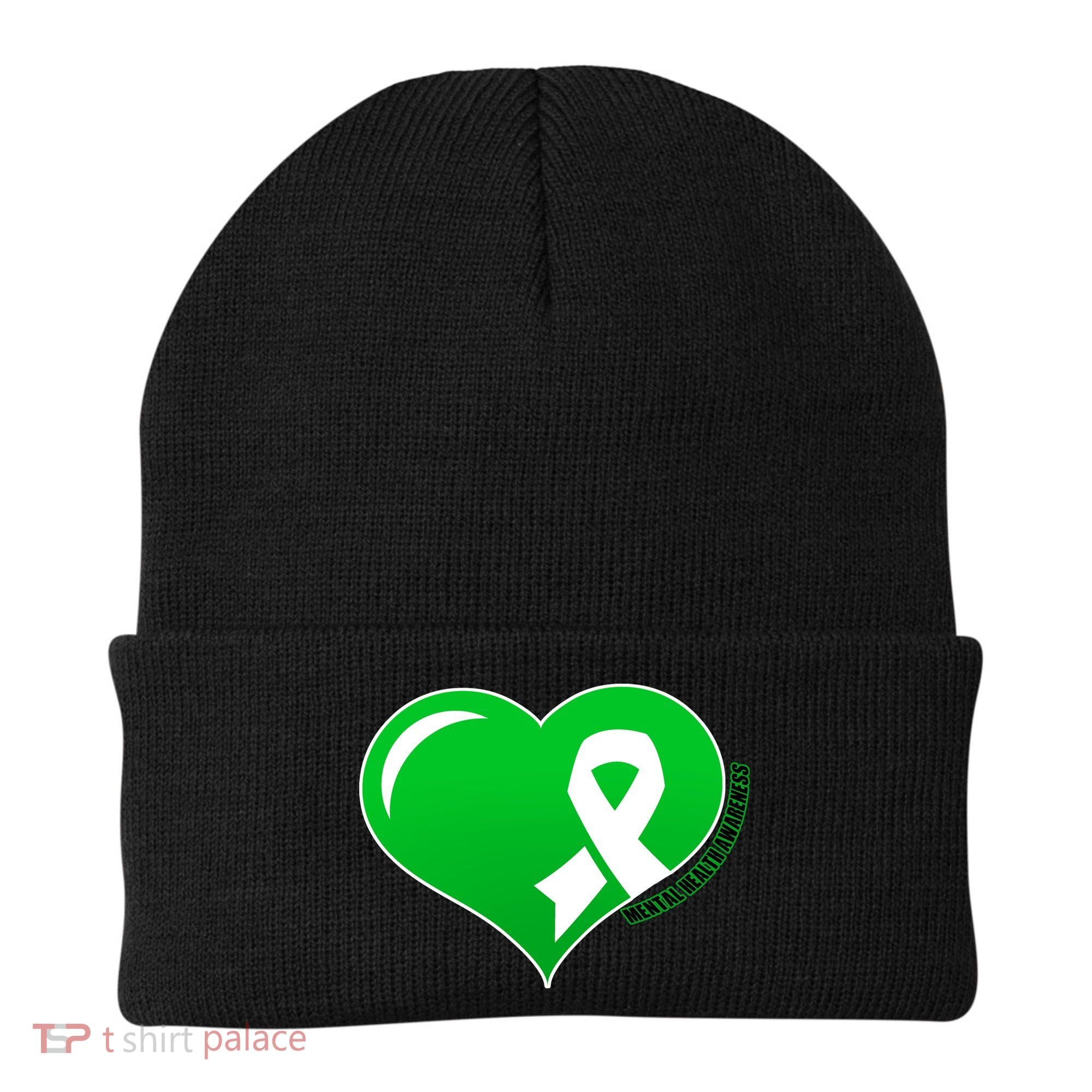 Mental Health Awareness Heart Beanie