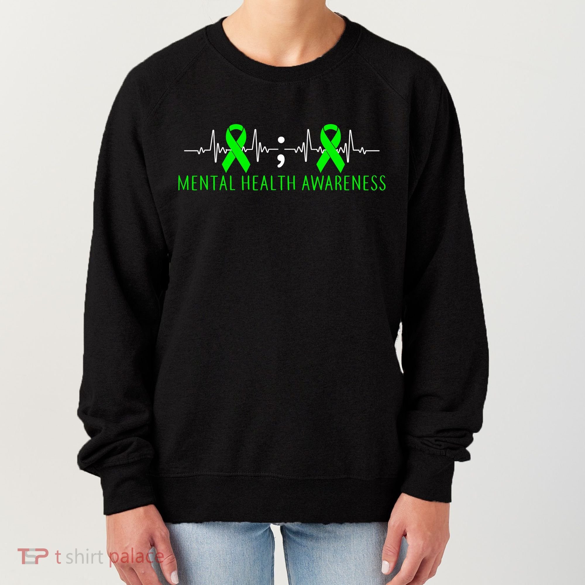 Mental Health Awareness Pulse Ribbon Women's Sweatshirt