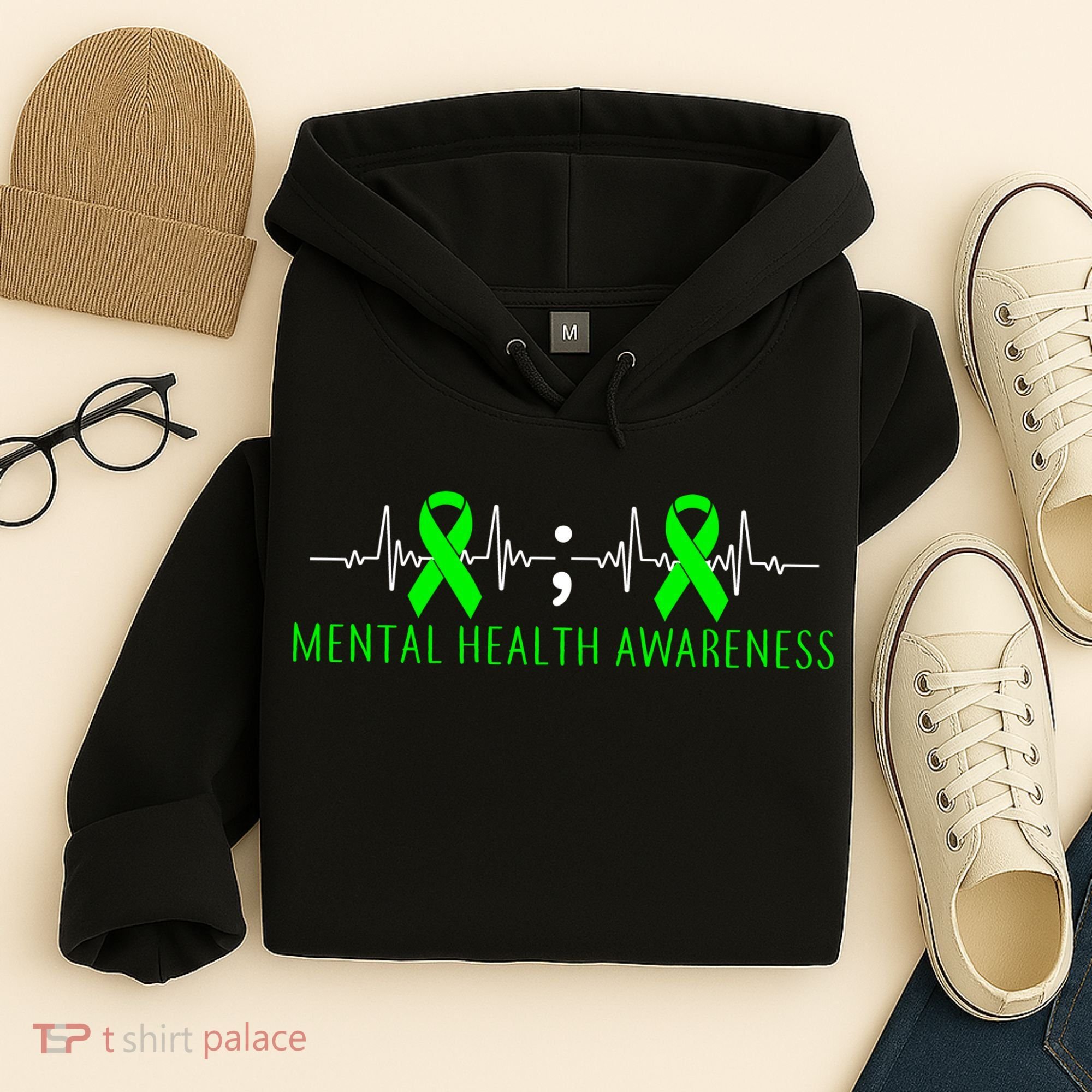 Mental Health Awareness Pulse Ribbon Hoodie