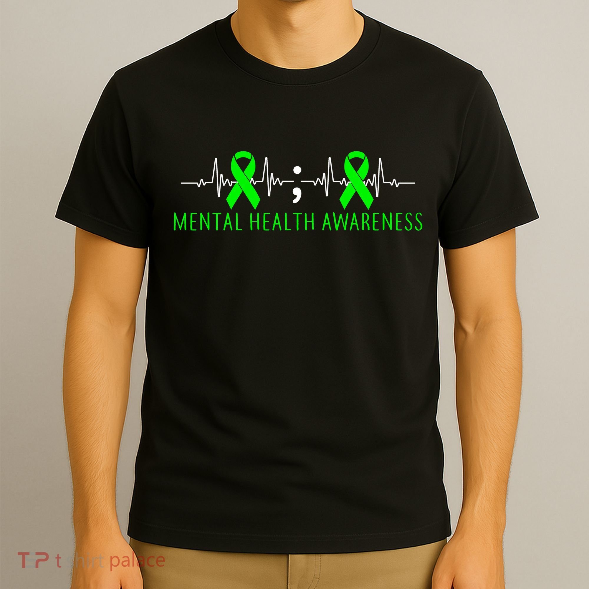 Mental Health Awareness Pulse Ribbon T-Shirt